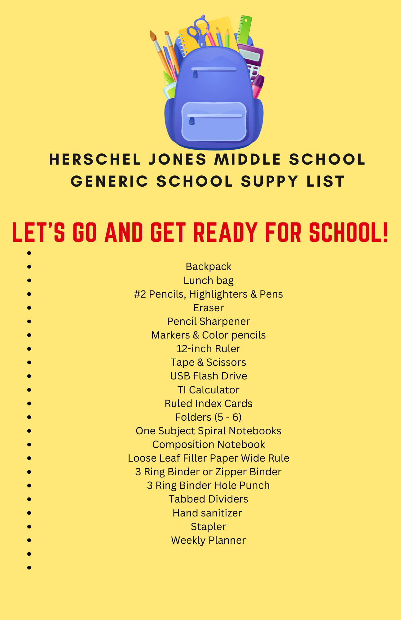 School Supply List